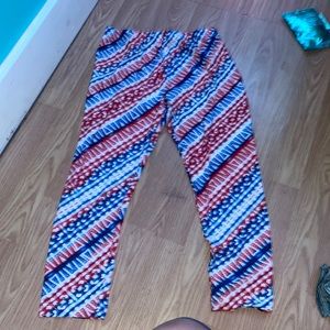 Red white and blue capri leggings